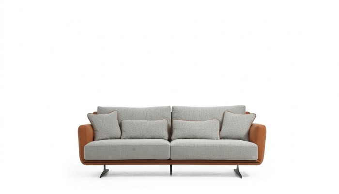 Zweisitzer Sofa 2 Sëtzer Stoff Orange Modern Design Wohnzëmmer Gro