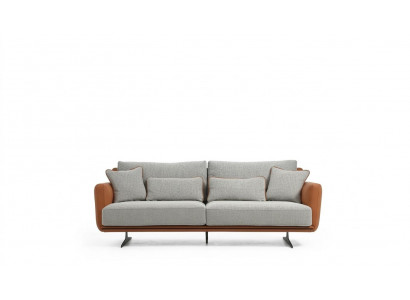 Zweisitzer Sofa 2 Sëtzer Stoff Orange Modern Design Wohnzëmmer Gro