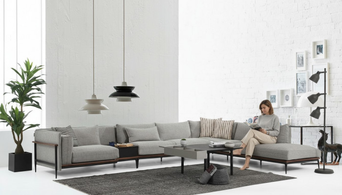 Eckcouch L-Form Couch Gro Modern Stoff Design Wunnzëmmer Polyester XXL