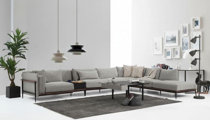 Eckcouch L-Form Couch Gro Modern Stoff Design Wunnzëmmer Polyester XXL