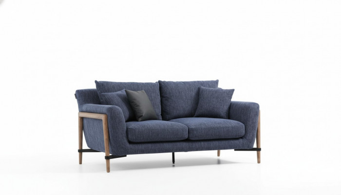 Véierplaz-Sofa 4-Sëtzer Stoffsofa Modernen Design Wunnzëmmer Blo