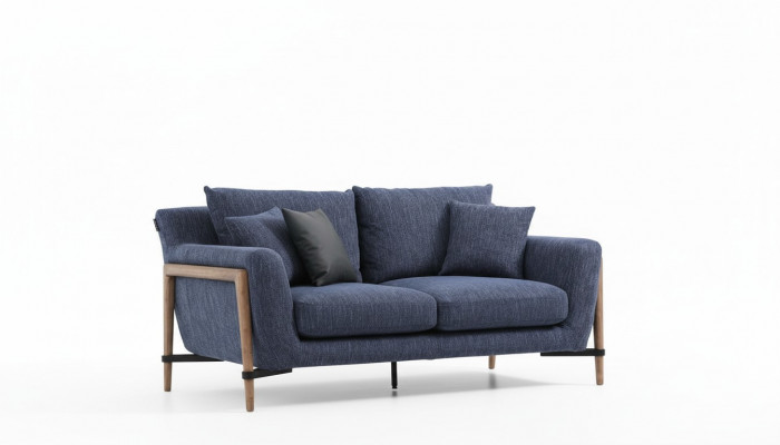 Dräisëtzer Sofa 3 Sëtzer Stoff Modern Sofas Design Wunnzëmmer Blo