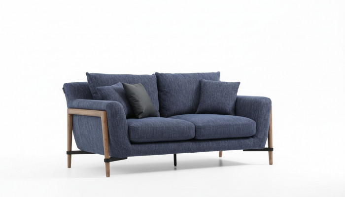 Zwee-Sëtz Sofa 2 Sëtz Stoff Sofas Modernen Design Wunnzëmmer Blo