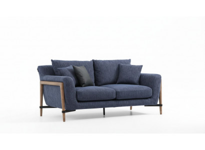 Zwee-Sëtz Sofa 2 Sëtz Stoff Sofas Modernen Design Wunnzëmmer Blo