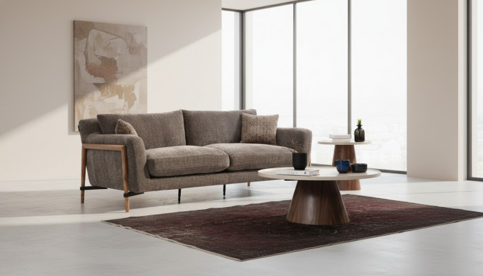 Véiersëtzer Sofa 4 Sëtzer Stoff Sofas Modernen Design Wunnzëmmer Gro