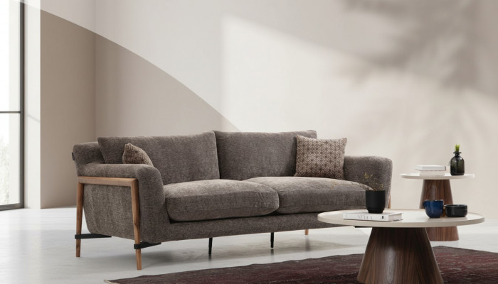 Dräisëtzer Sofa 3 Sëtzer Stoft Modern Sofaen Design Wunnzëmmer Gro