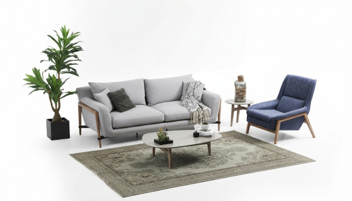 Sofagarnitur 4-Sëtzer Fautteuil Véiersëtzer Stoffsofa Modernen Design Gro