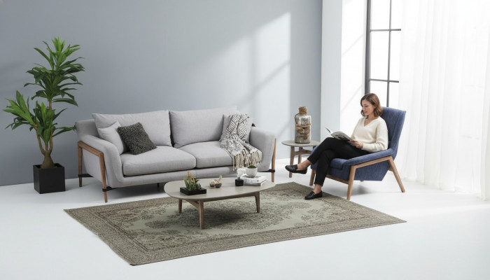 Canapé-Set 3-Sëtzer Fautel Dräisëtzer Stoff Canapéen Modernen Design Gro.