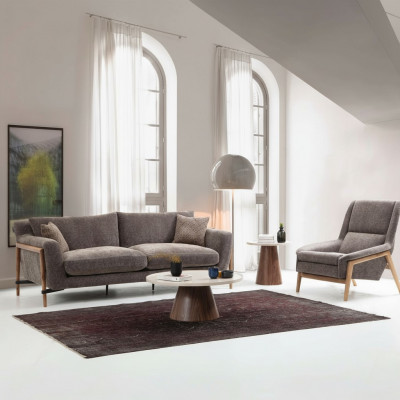 Sofaen Sofagarnitur 3 Sëtzer Fauteuil Dräisëtzer Stoff Wunnzëmmer Gro