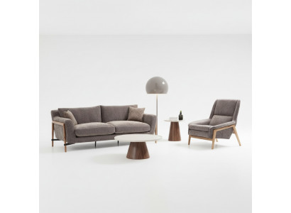 Sofaen Sofagarnitur 3 Sëtzer Fauteuil Dräisëtzer Stoff Wunnzëmmer Gro