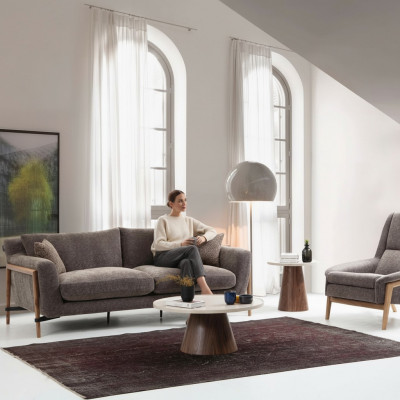 Sofa Sofa-Garnitur 2-Sëtzer Fauteuil Zweisëzter Stoff Wunnzëmmer Grommëch
