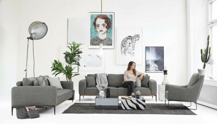 Canapé-Set 221 Sëtzer Sofa Modern Stoff Set Gro Grupp Wunnzëmmer