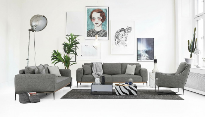 Canapé-Set 221 Sëtzer Sofa Modern Stoff Set Gro Grupp Wunnzëmmer