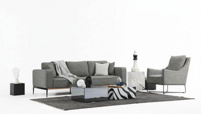 Sofagarnitur 3 Plaz Sëtz Fotell Dräisëtzer Stoff Sofas Modernen Design Gro