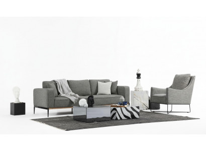 Sofagarnitur 3 Plaz Sëtz Fotell Dräisëtzer Stoff Sofas Modernen Design Gro