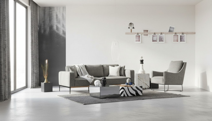 Sëtzgrupp 2 Sëtzer Still Zweisëtzer Stoff Sofa Modern Design Gro