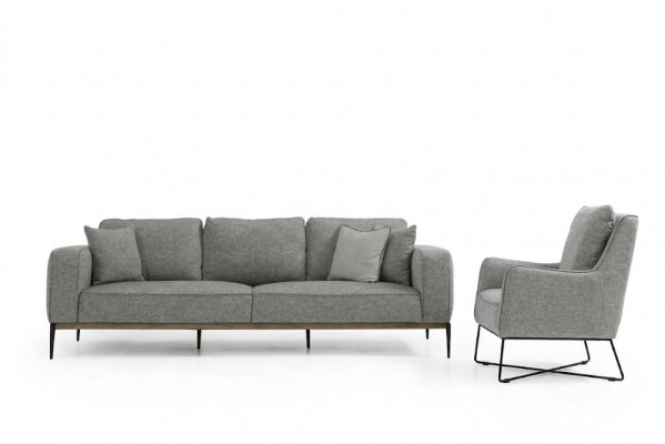 Sëtzgrupp 2 Sëtzer Still Zweisëtzer Stoff Sofa Modern Design Gro