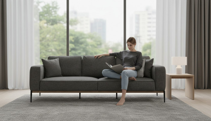 Viersëtzert-Sofa 4-Sëtzer Stoffs-Sofas Modern Design Wunnzëmmer Gro