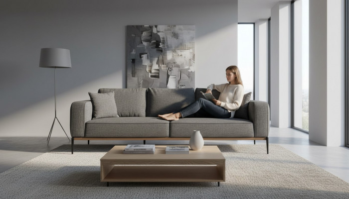 Zwéesëtzeger Canapé 2 Sëtzer Stoff Canapeë Modern Design Wunnzëmmer Gro