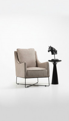 Ohrsessel Fauteuil Zweetsëtz Cocktailsessel Stoff Wunnzëmmer Modern Beige