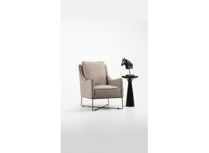 Ohrsessel Fauteuil Zweetsëtz Cocktailsessel Stoff Wunnzëmmer Modern Beige