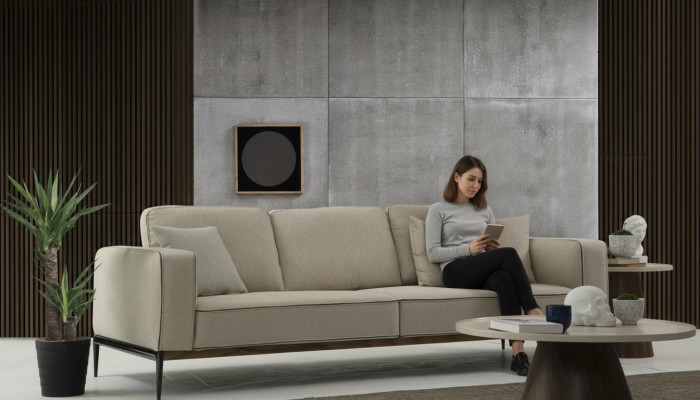 Couch Véiersëtzer 4 Sëtzer Stoff Couches Modernen Design Wunnzëmmer Béisch