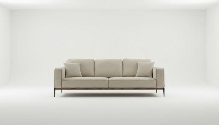 Sofa Dräisëtzer 3 Sëtzer Stoff Modern Sofaen Design Wunnzëmmer Beige