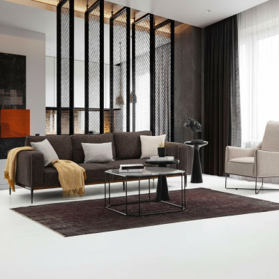 Canapé-Set 4 Sëtzer Fotell Véiersëtzer Gro Stoff Canapéen Modernen Design