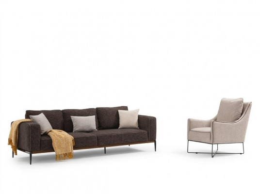 Canapé-Set 3-Sëtz Sessel Dräisëtzer Gro Stoft Canapée Modernen Design