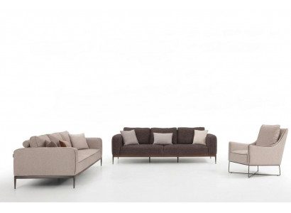 Komplett Couch Garnitur Sofa Sëtzt 321 Sëtzer Stoff Set Beige