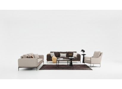 Soffagarnitur 221 Sëtzer Sofa Garnitur Beige Sofas Sessellek Modern Set