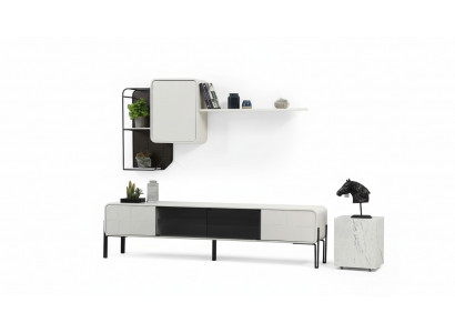 Wunnwand RTV Lowboard Regaler Schaf TV Stänner Set Holz Modern Wäiss