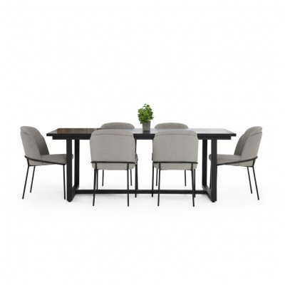 Iessplaz Iessgrupp Iesszëmmer Iessdësch Stull 7-Deeler Holz Gro Set Neien