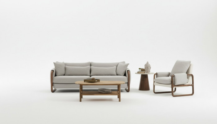 Sofagarnitur 21 Sëtz Canapé Zwee-Sëtzer Modern Stoff Gro Set Design