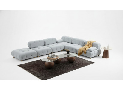 Ecksofa Sofa Stoff Wunnzëmmer Sofae Eck Gro Modern Polyester Design
