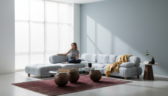Eckcouch Couch Stoff Wunnzëmmer Couchen Eck Gro Modern Polyester Design