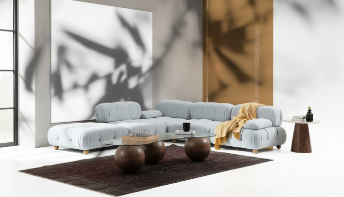 Eckcouch Couch Stoff Wunnzëmmer Couchen Eck Gro Modern Polyester Design