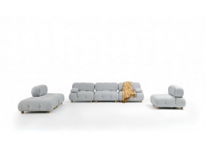 Komplett Canapé Ensemble Sofa Ensemble 321 Sëtzer Modern Stoffer Grié Sets.