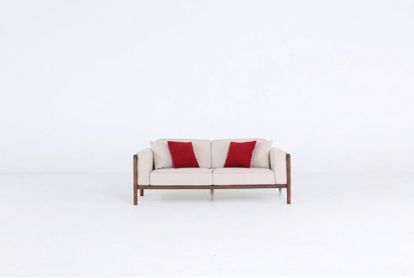 Sofa 2 Sëtz Zweisëtzer Modern Stoff Sofas Design Wunnzëmmer Nei Wäiss