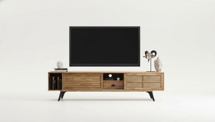 TV Ständer RTV Niddregschaf Dësch Couchtisch Braun Holz Modern Wunnzëmmer Set