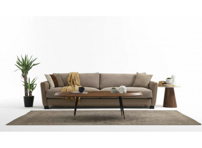 Sofa 4 Sëtzer Véiersëtzer Modern Stoff Beige Sofas Design Wunnzëmmer