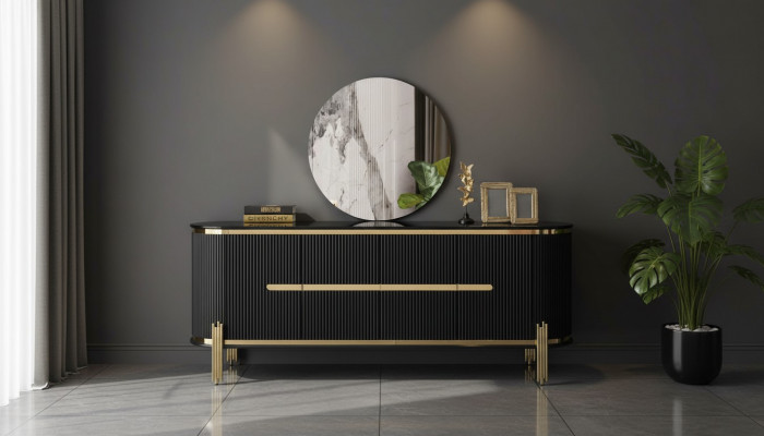 Modern Sideboard Edelstolmöbel Anrichte Komoudi Schafz Black Nei