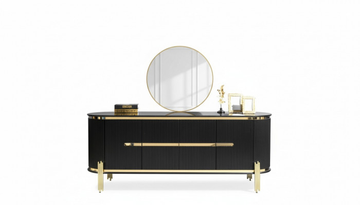 Modern Sideboard Edelstolmöbel Anrichte Komoudi Schafz Black Nei