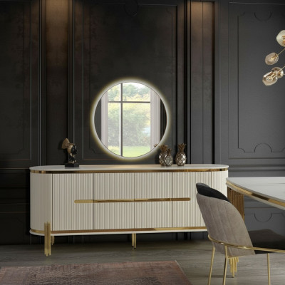 Luxus Säitendasch Kommod Holz Anrichte Schaf Iesszëmmer Modern Wäiss