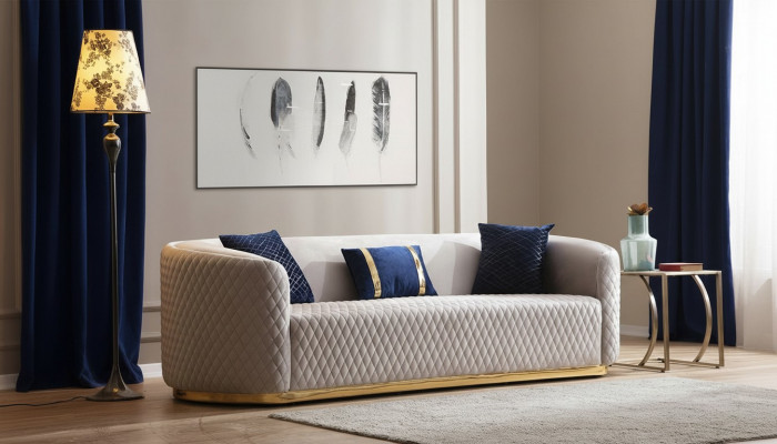 Beige Dréisëtzer Edelstolsmöbel Luxus Couche Sofas Design Wunnzëmmermöbel