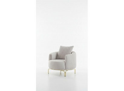 Luxus Fotell Wäissen Einsëtzer Wunnzëmmermöbel Polyester Edelstahlmiwwelen