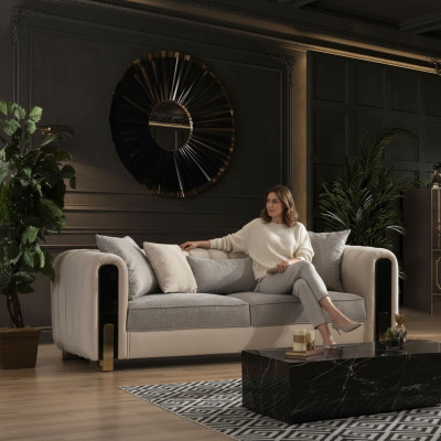 Wäissen Dreesëtzer Luxus Couch Modernen Edelstol Design Wunnzëmmermiwwele