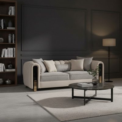 Wäissen Dreesëtzer Luxus Couch Modernen Edelstol Design Wunnzëmmermiwwele