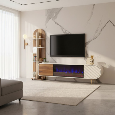 TV Ständer RTV Lowboard Regaler Sideboard Dësch Modern Wäiss Luxus Nei
