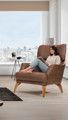 Luxus Sëtz Stillessel Lieder Braun Wunnzëmmer Polyester Einsëtzer